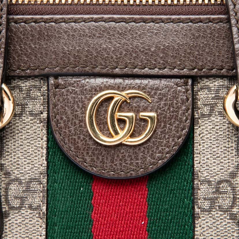 Gucci Small GG Supreme Ophidia Satchel Beige Very good condition - Box View