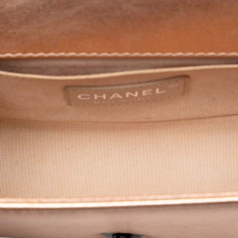 Chanel Small Quilted Perforated Metallic Lambskin Boy Flap Pink Leather Very good condition - Model View