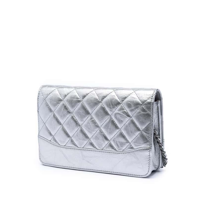 Chanel Quilted Aged Calfskin Gabrielle Wallet On Chain Silver Leather Very good condition - Back View