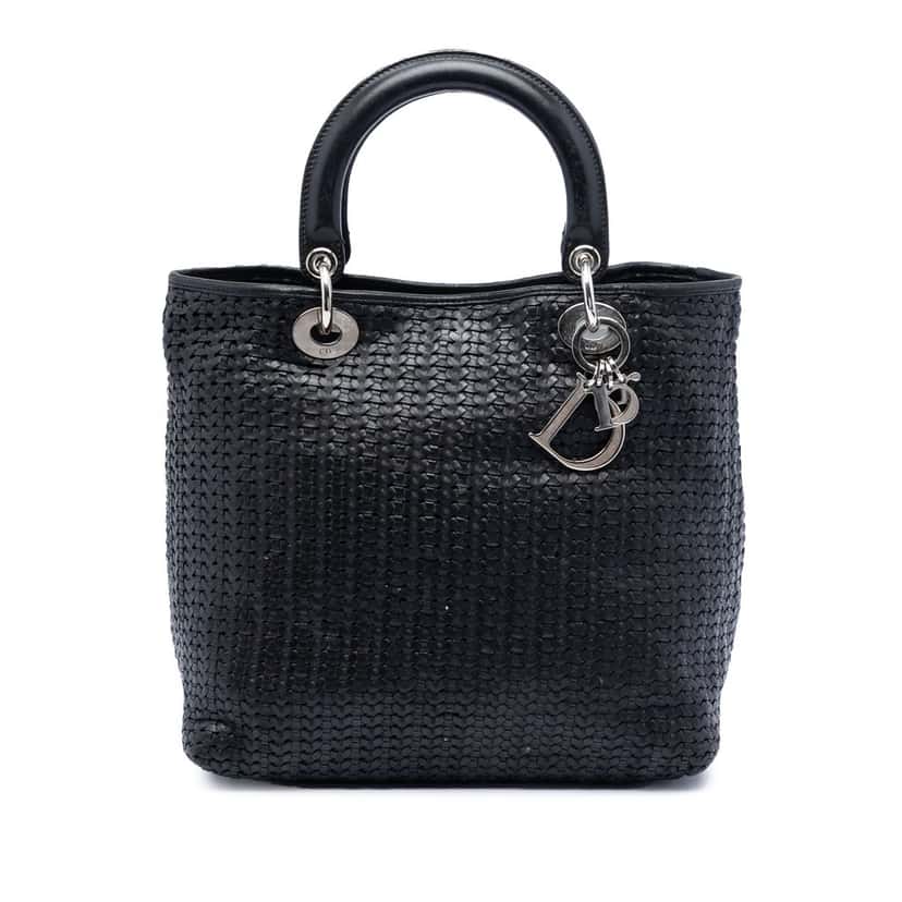 Dior Medium Woven Calfskin Soft Lady Dior Black Leather Very good condition - Front View