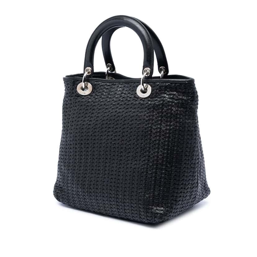 Dior Medium Woven Calfskin Soft Lady Dior Black Leather Very good condition - Back View