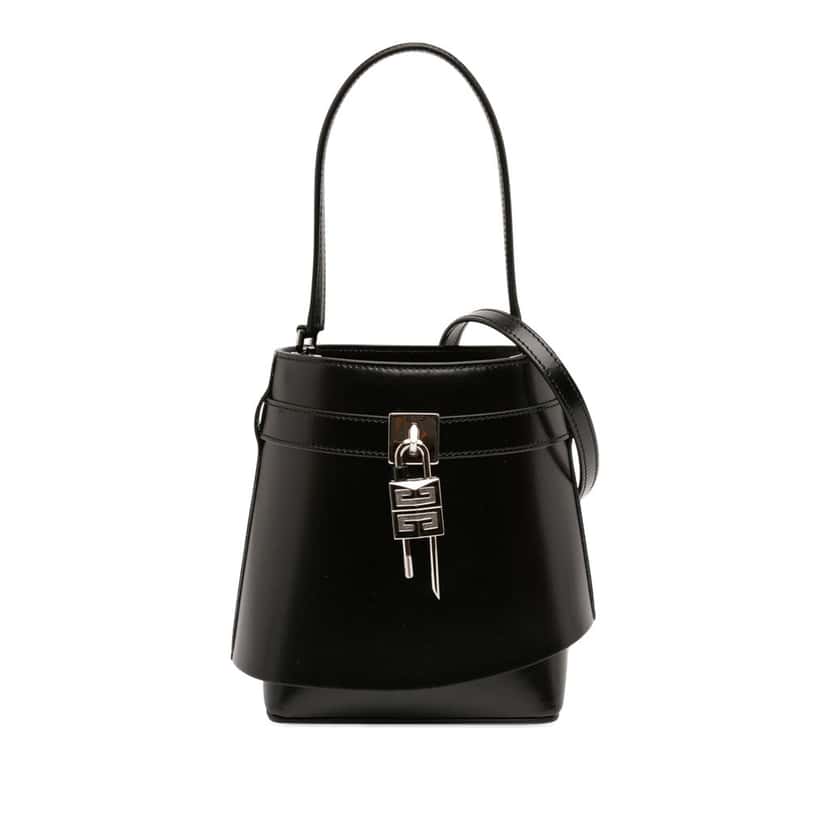 Givenchy Micro Leather GV Shark Lock Bucket Bag Black Leather Very good condition - Front View