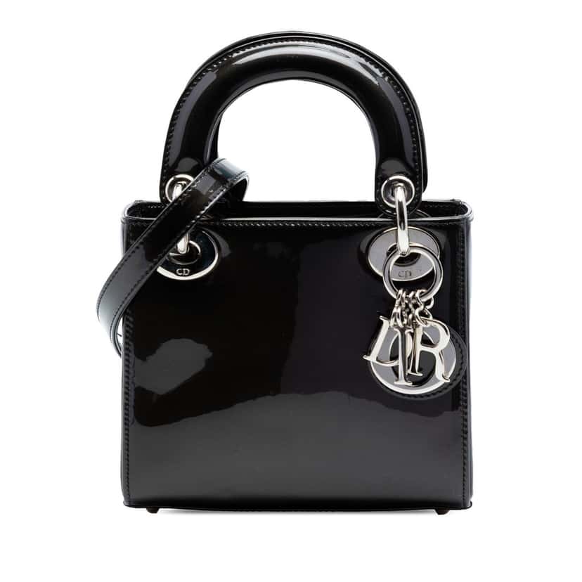 Dior Mini Patent Lady Dior Black Leather Very good condition - Front View