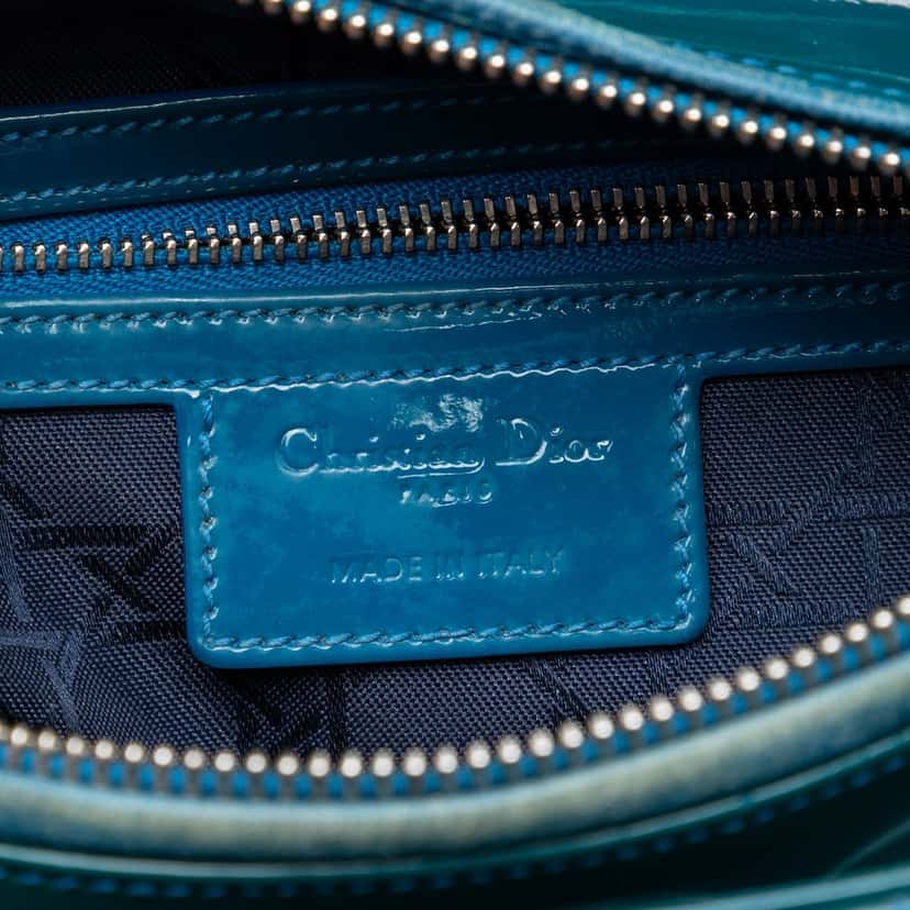 Dior Medium Patent Cannage Lady Dior Blue Leather Very good condition - Box View