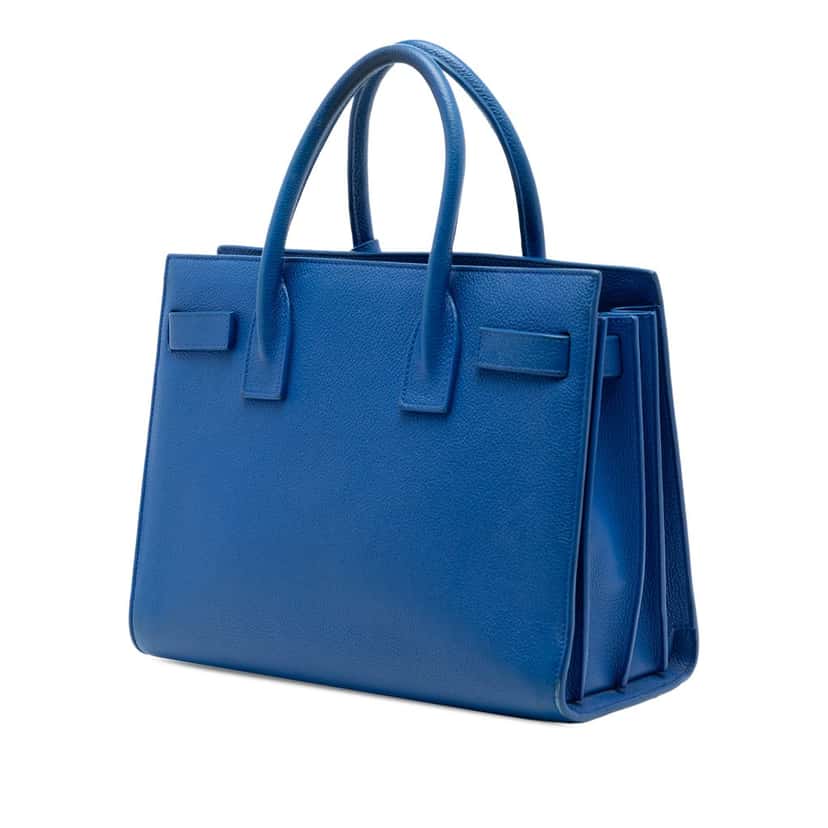 Saint Laurent Baby Leather Sac De Jour Satchel Blue Leather Very good condition - Back View
