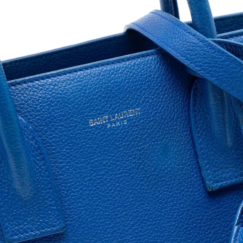 Saint Laurent Baby Leather Sac De Jour Satchel Blue Leather Very good condition - Box View