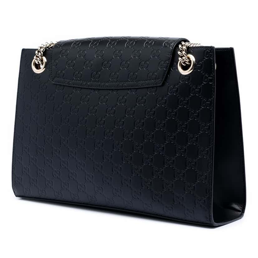 Gucci Large Guccissima Emily Shoulder Bag Black Leather Very good condition - Back View