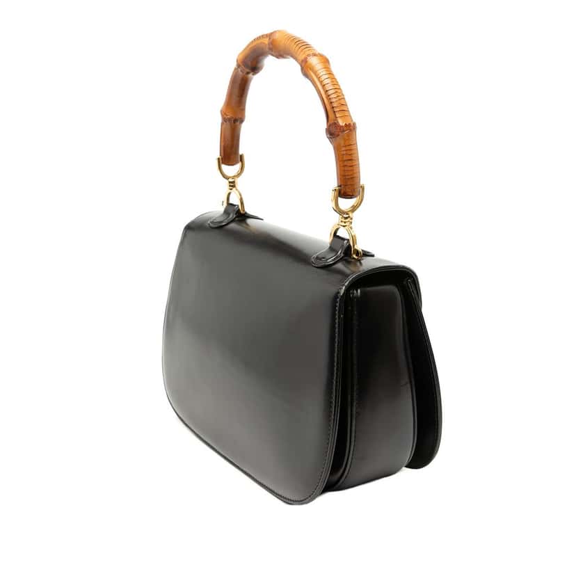 Gucci Calfskin Bamboo Night Black Leather Very good condition - Back View
