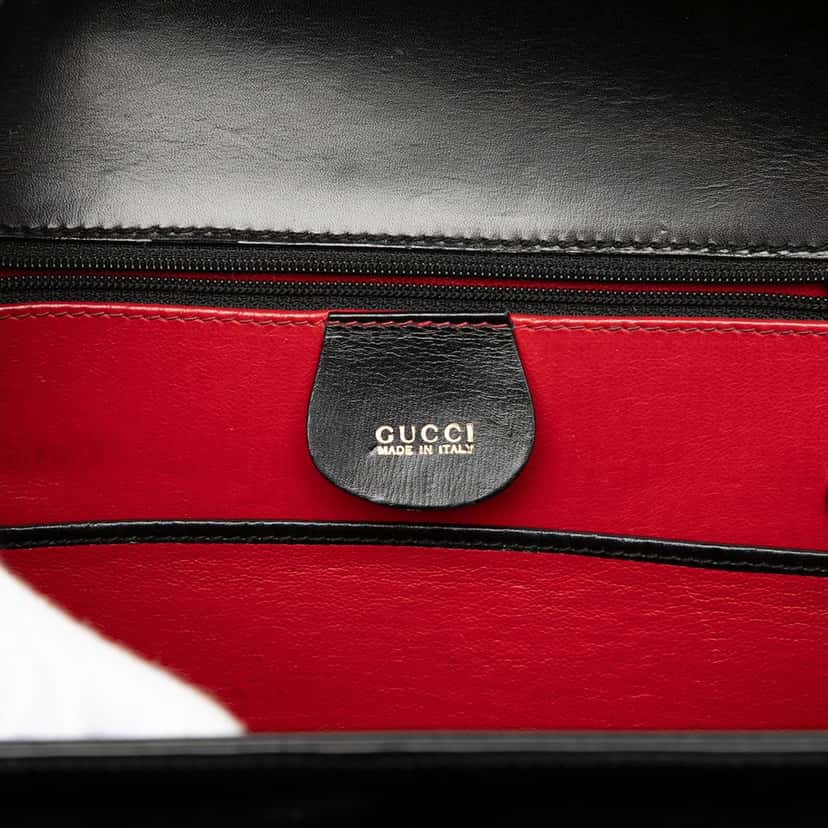 Gucci Calfskin Bamboo Night Black Leather Very good condition - Box View