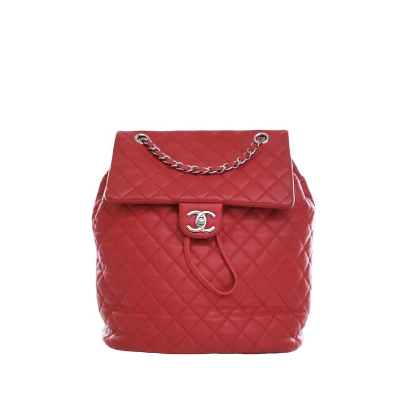 Chanel Medium Lambskin Urban Spirit Backpack Red Leather Very good condition - Front View