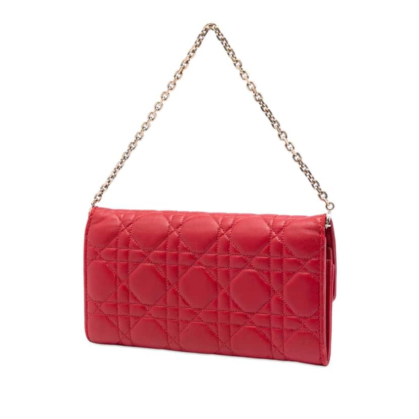 Dior Lambskin Cannage Miss Dior Promenade Wallet on Chain Red Leather Very good condition - Back View