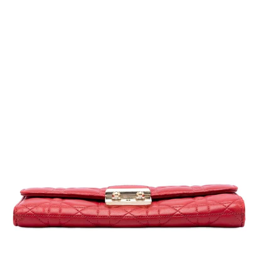 Dior Lambskin Cannage Miss Dior Promenade Wallet on Chain Red Leather Very good condition - Inside View