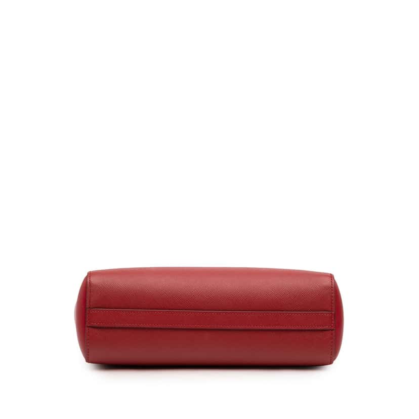 Prada Soft Calf Trimmed Saffiano Lux Zip Convertible Tote Red Leather Very good condition - Inside View