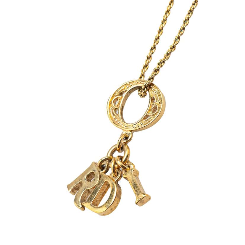 Dior Gold Plated Cut Out O Logo Pendant Necklace Gold Metal Very good condition - Inside View