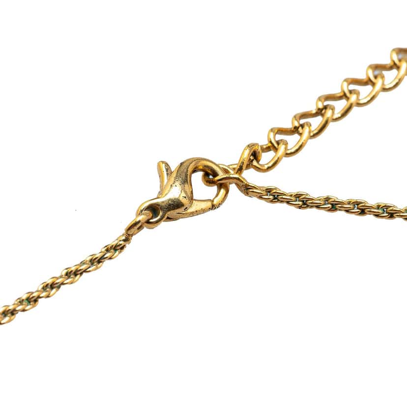 Dior Gold Plated Cut Out O Logo Pendant Necklace Gold Metal Very good condition - Model View