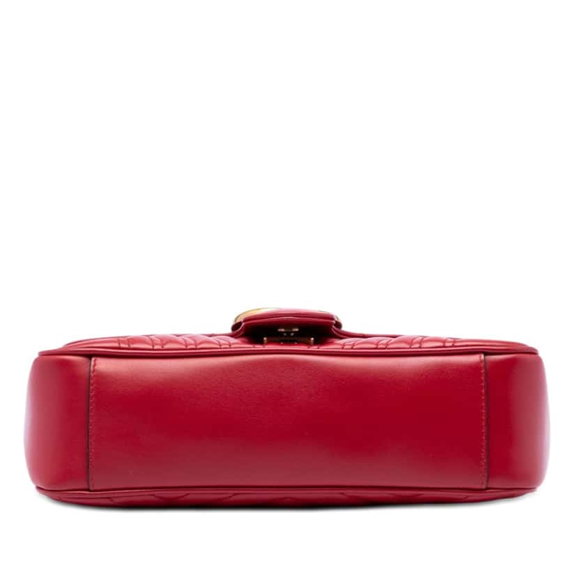 Gucci Medium GG Marmont Matelasse Leather Shoulder Bag Red Leather Very good condition - Inside View