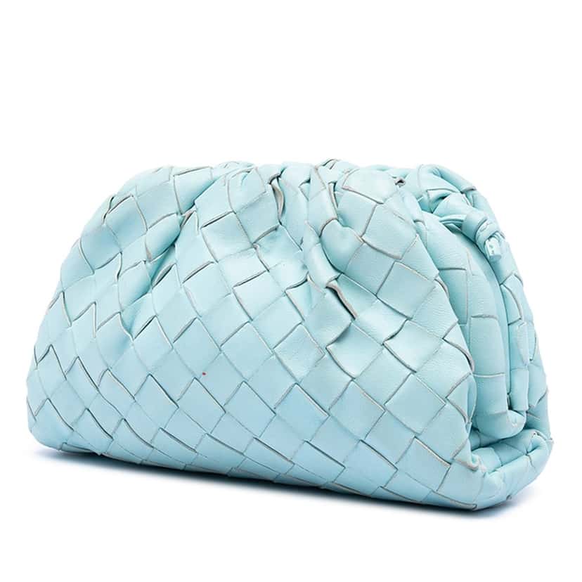 Bottega Veneta Nappa Intrecciato The Mini Pouch Crossbody Blue Leather Very good condition - Back View