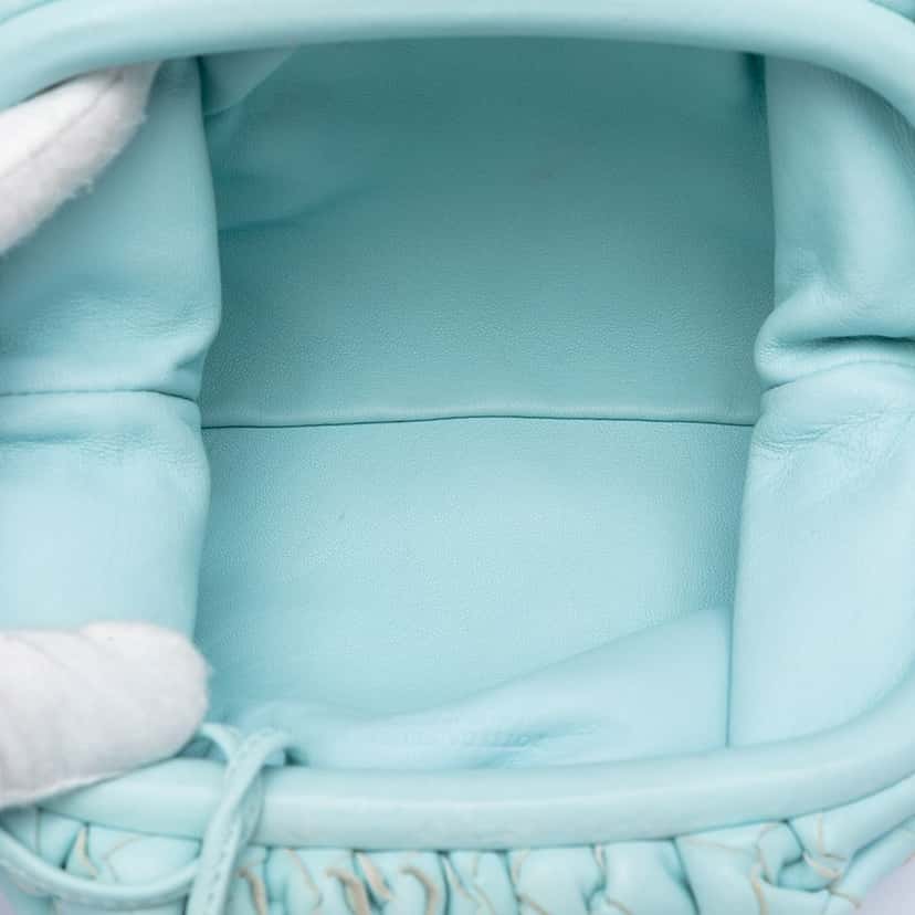 Bottega Veneta Nappa Intrecciato The Mini Pouch Crossbody Blue Leather Very good condition - Model View