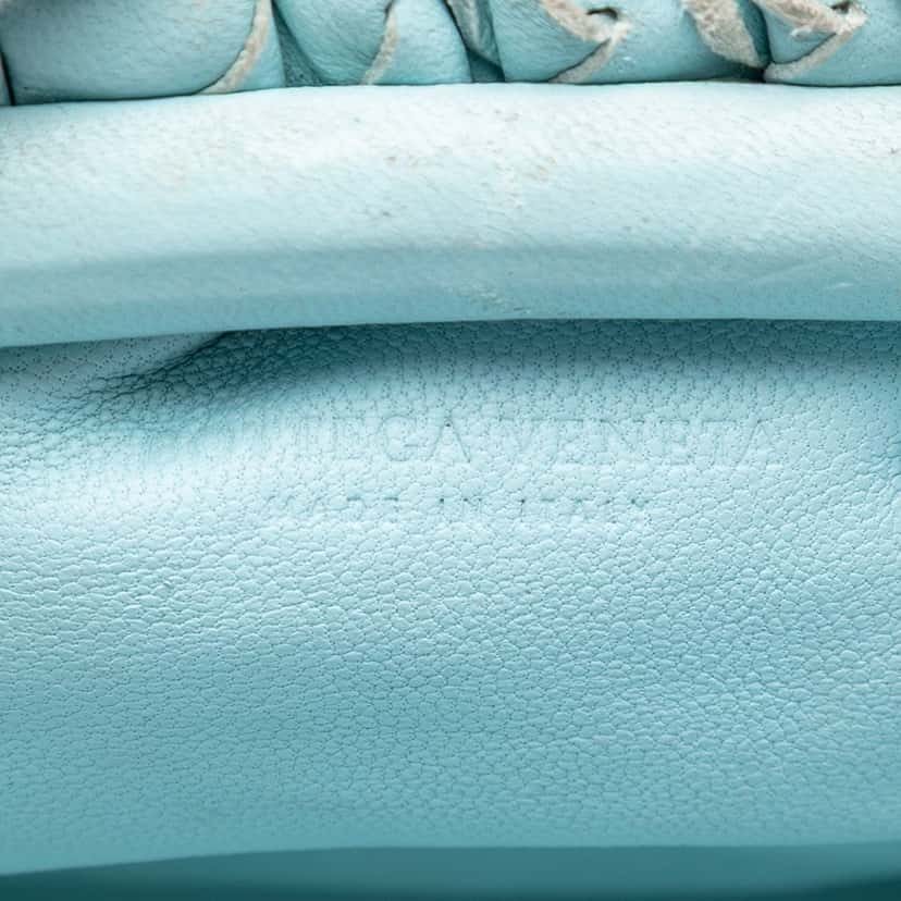 Bottega Veneta Nappa Intrecciato The Mini Pouch Crossbody Blue Leather Very good condition - Box View