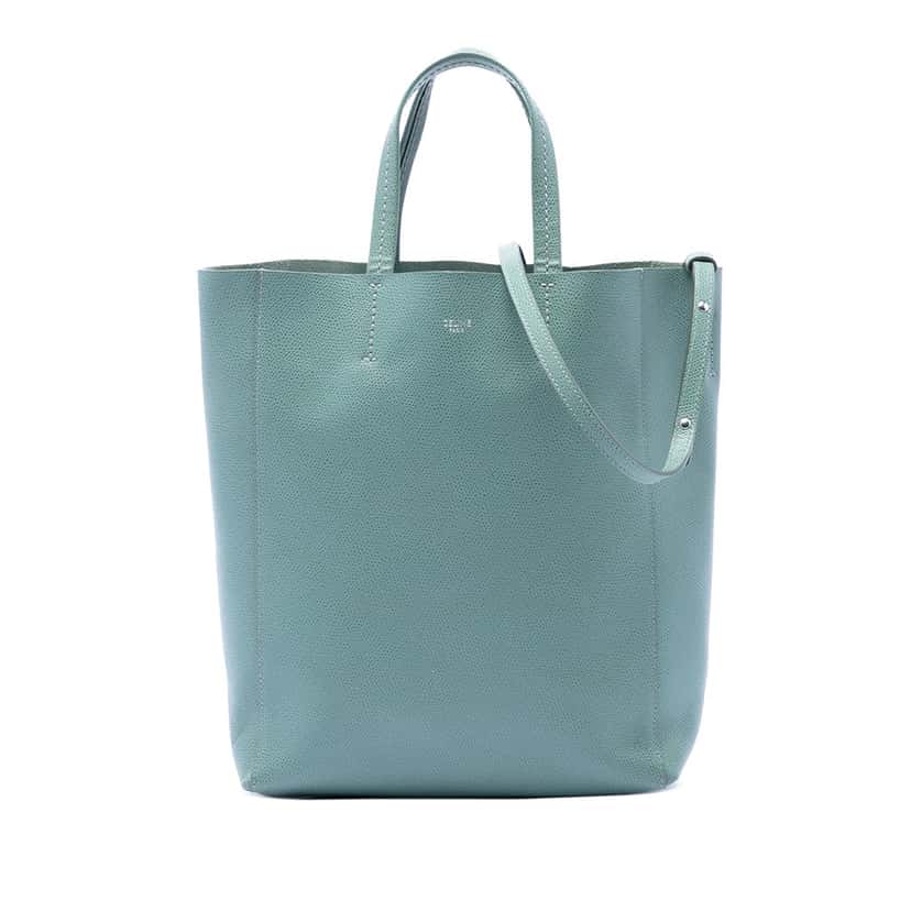 Celine Small Grained Calfskin Vertical Cabas Tote Blue Leather Very good condition - Front View