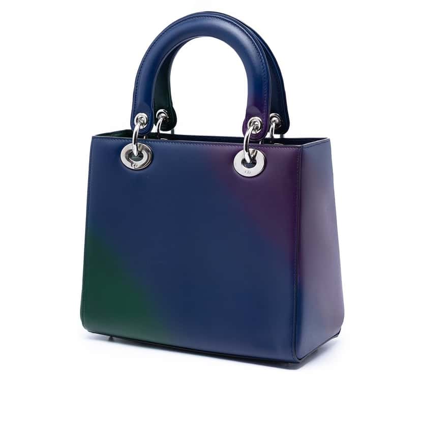 Dior Medium Ombre Calfskin Lady Dior Blue Leather Very good condition - Back View