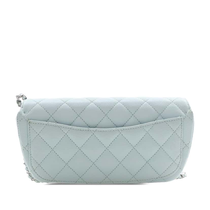 Chanel CC Quilted Caviar Glasses Case on Chain Blue Leather Very good condition - Inside View