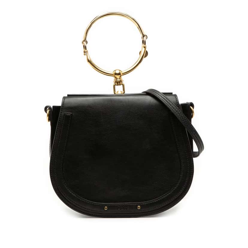 Chloé Medium Leather Nile Bracelet Satchel Black Leather Very good condition - Front View