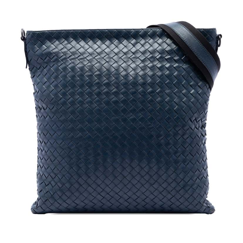 Bottega Veneta Nappa Intrecciato VN Crossbody Blue Leather Very good condition - Front View