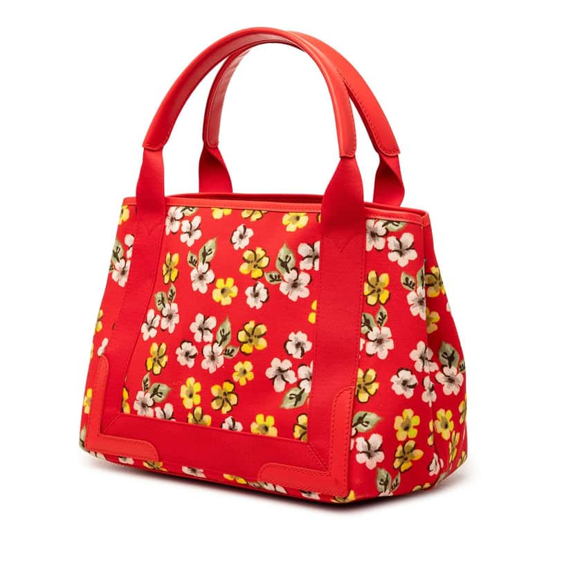 Balenciaga Canvas Floral Print Navy Cabas S Red Very good condition - Back View
