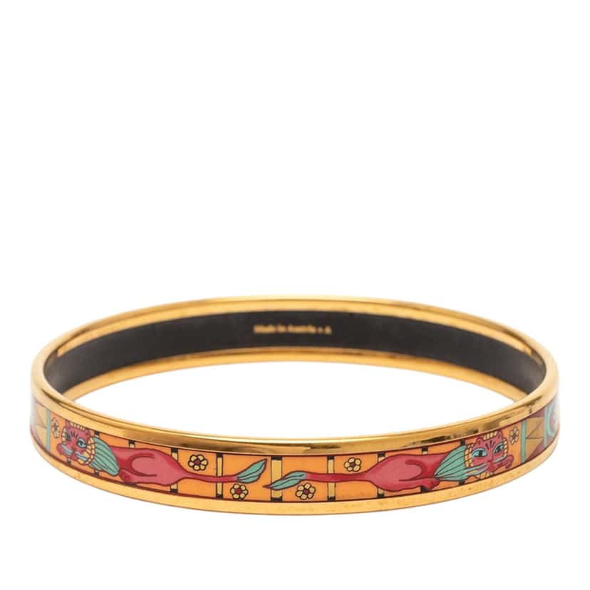 Hermès Narrow Animal Motif Enamel Bangle 62 Gold Very good condition - Inside View