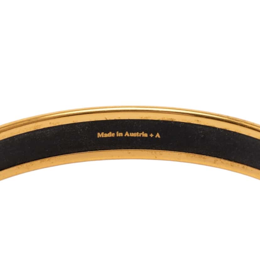 Hermès Narrow Animal Motif Enamel Bangle 62 Gold Very good condition - Model View