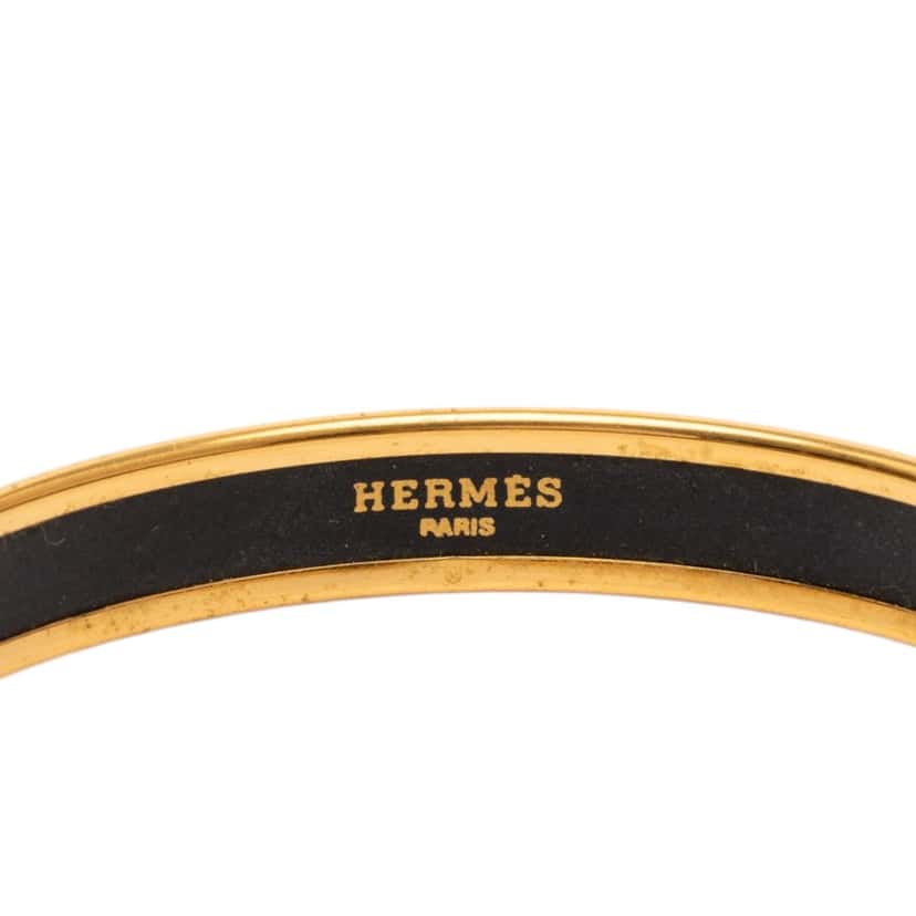 Hermès Narrow Animal Motif Enamel Bangle 62 Gold Very good condition - Box View