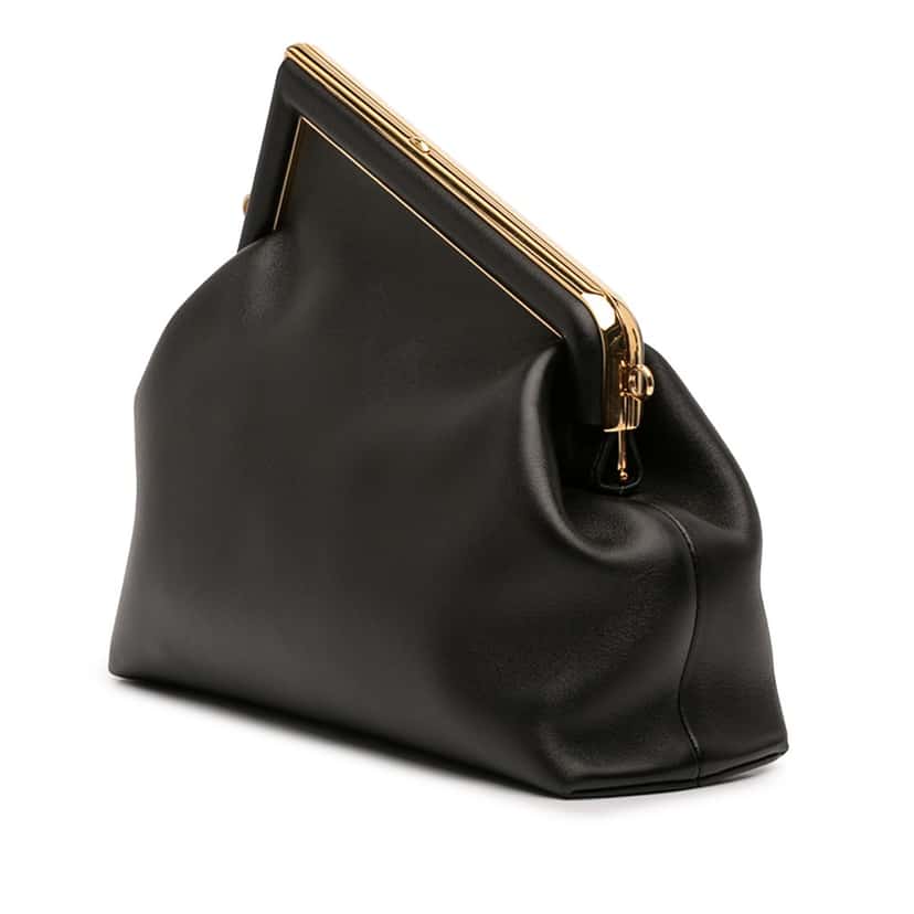 Fendi Medium Nappa Fendi First Shoulder Bag Black Leather Very good condition - Back View