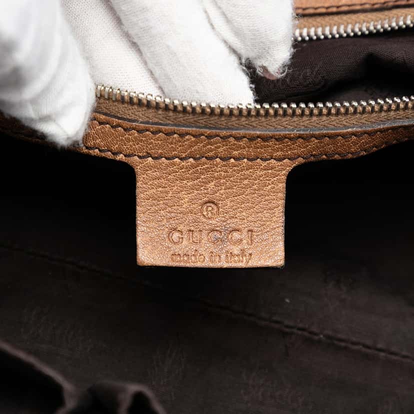 Gucci Medium GG Canvas Bamboo Bar Tote Beige Very good condition - Box View