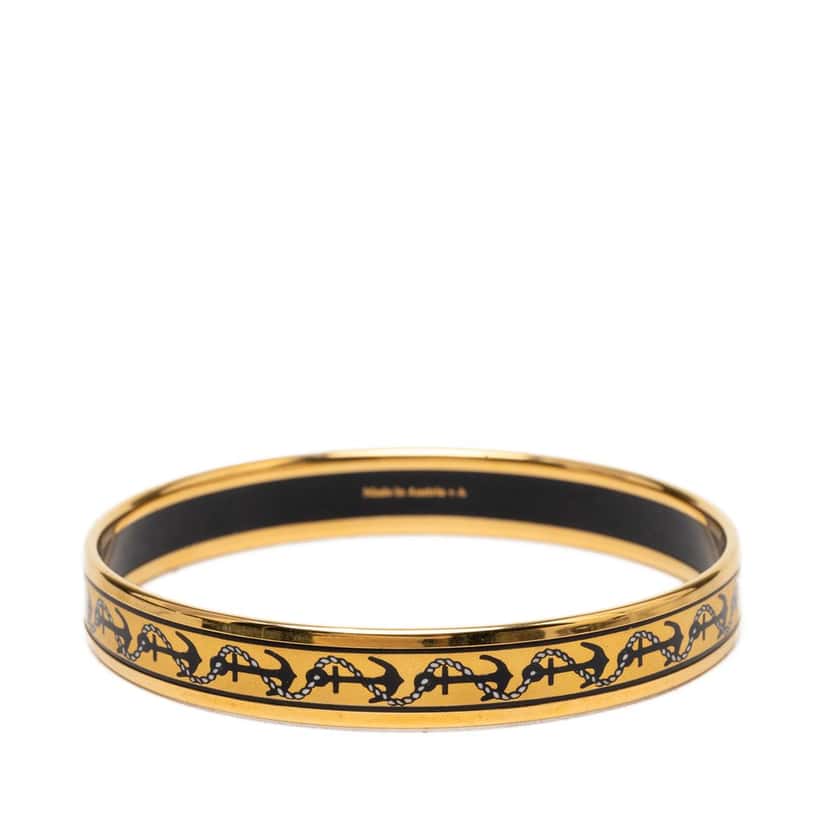 Hermès Narrow Anchor and Rope Enamel Bangle 65 Yellow Very good condition - Inside View