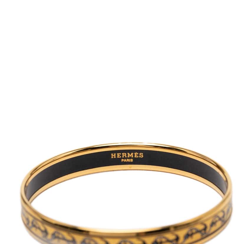 Hermès Narrow Anchor and Rope Enamel Bangle 65 Yellow Very good condition - Box View