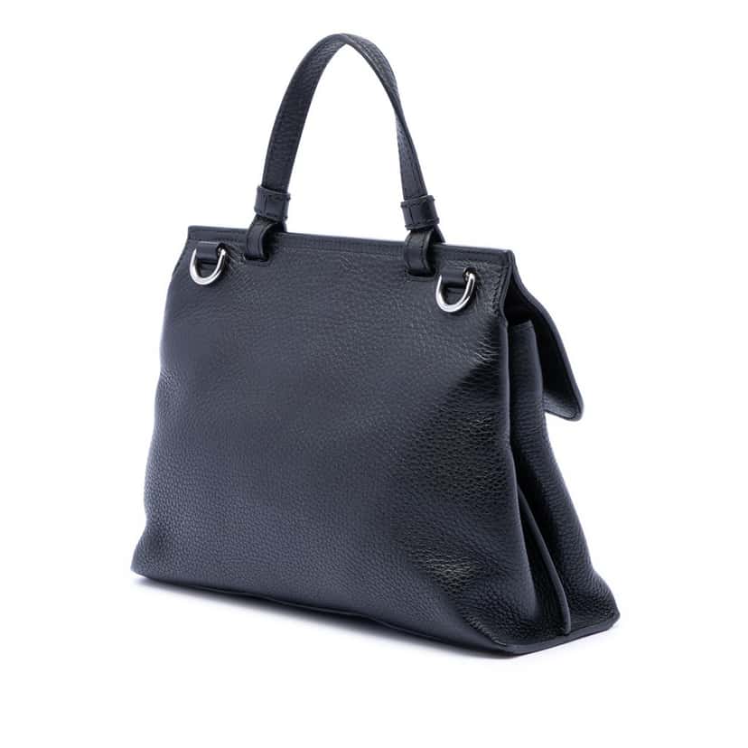 Gucci Small Leather Bamboo Daily Satchel Black Leather Very good condition - Back View