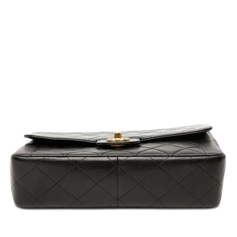 Chanel Medium CC Quilted Lambskin Border Single Flap Black Leather Very good condition - Inside View