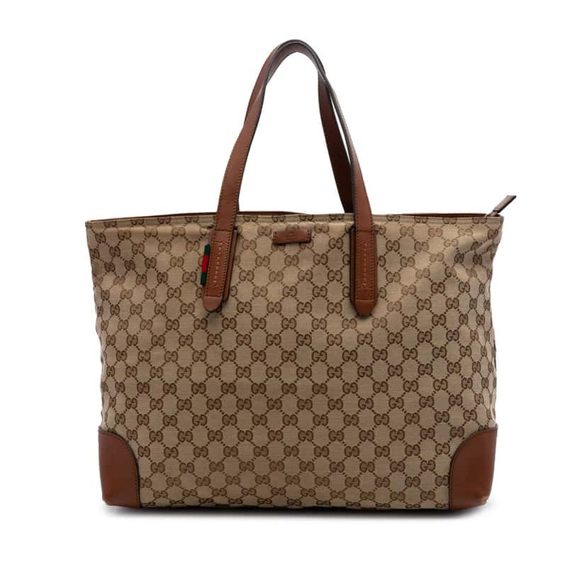 Gucci GG Canvas Web Tote Beige Very good condition - Front View