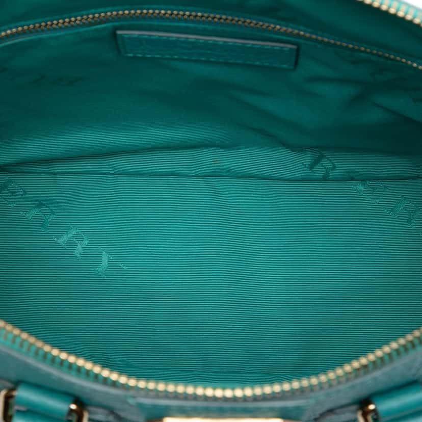 Burberry Small Heritage Grain Check Embossed Leather Orchard Bowling Bag Blue Leather Very good condition - Model View