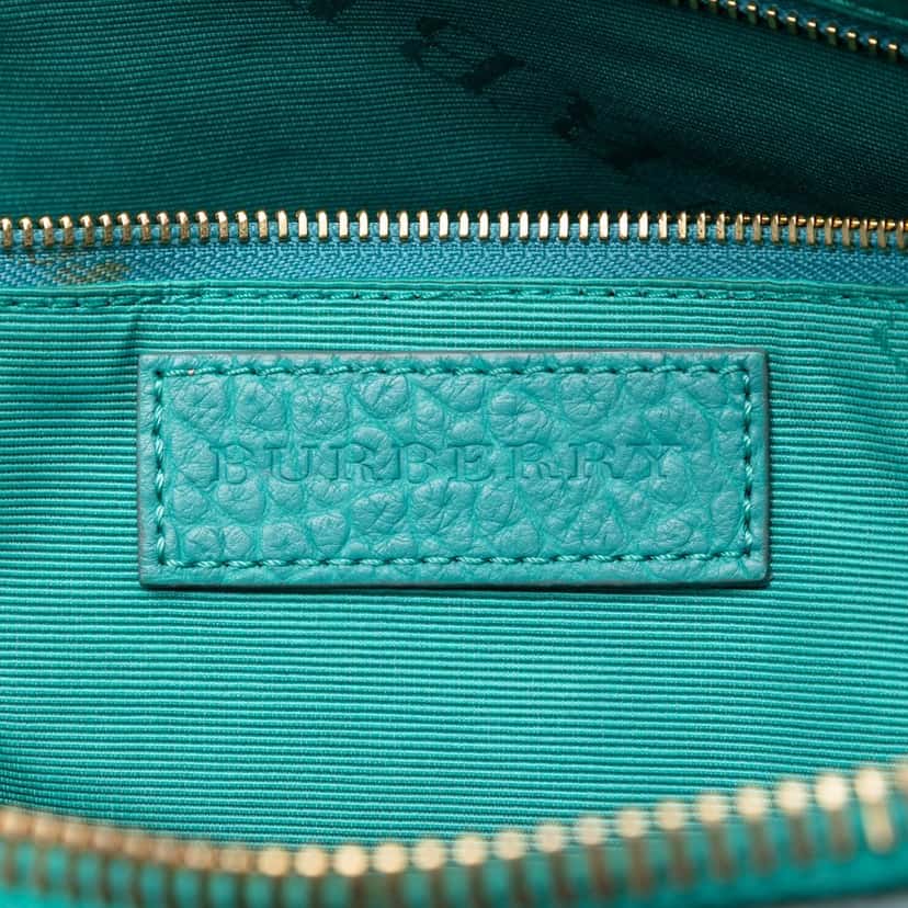 Burberry Small Heritage Grain Check Embossed Leather Orchard Bowling Bag Blue Leather Very good condition - Box View