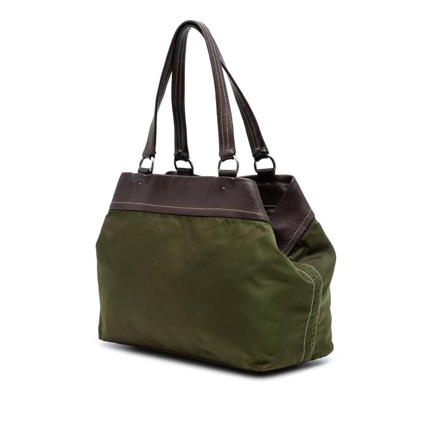 Prada Tessuto and Leather Tote Green Very good condition - Back View