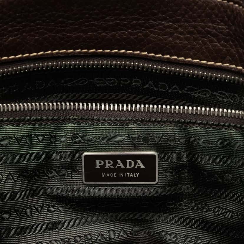 Prada Tessuto and Leather Tote Green Very good condition - Box View
