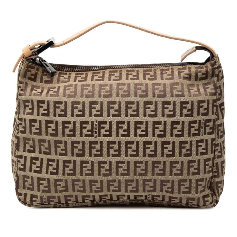 Fendi Zucchino Canvas Handbag Brown Very good condition - Front View