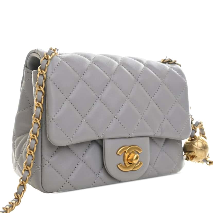 Chanel Mini Square Classic Lambskin Pearl Crush Single Flap Other Leather Very good condition - Back View