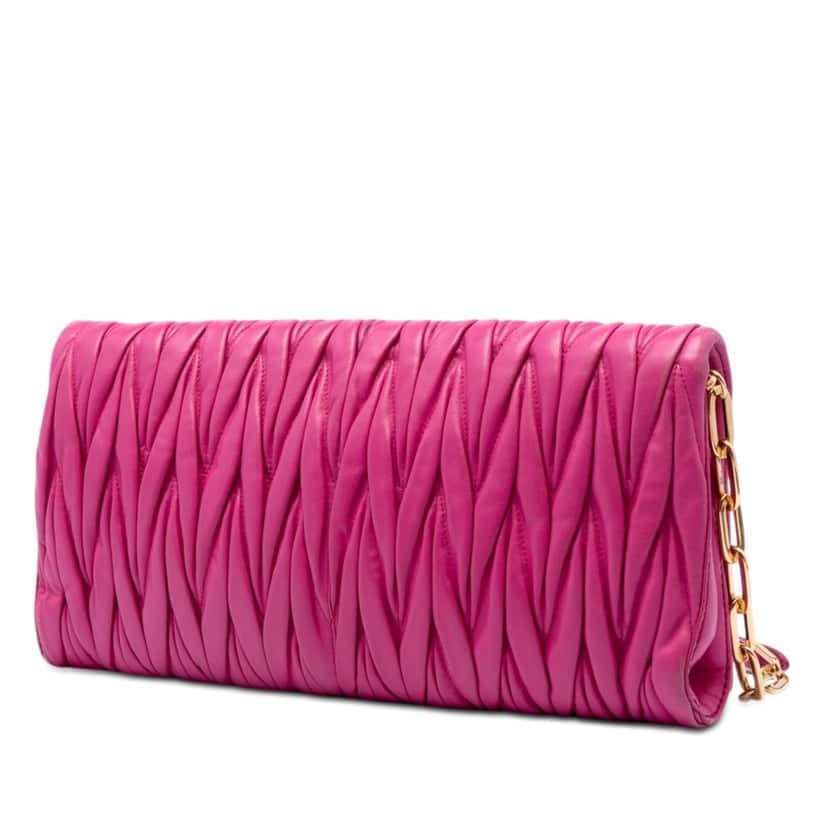 Miu Miu Matelasse Nappa Chain Shoulder Bag Pink Leather Very good condition - Back View