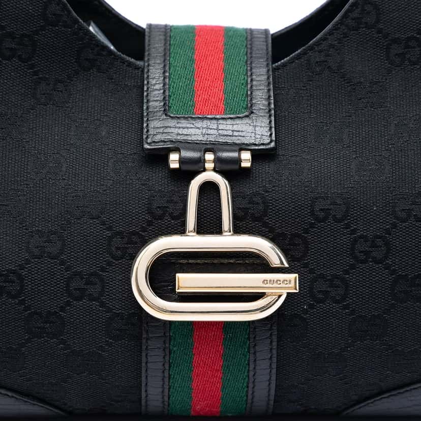 Gucci GG Canvas Web Junco Shoulder Bag Black Very good condition - Box View