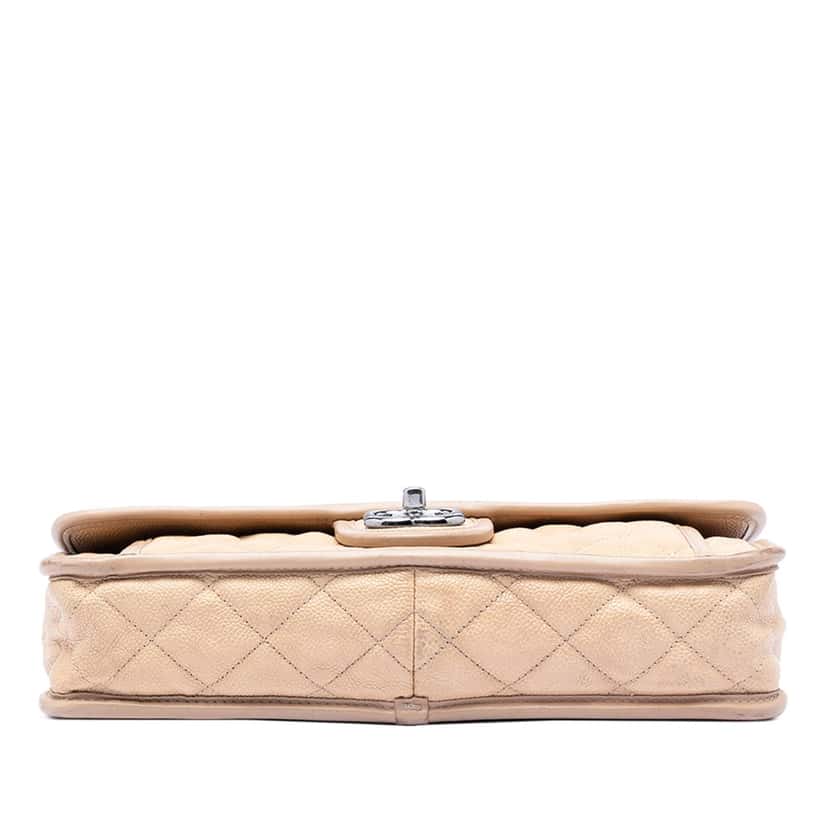 Chanel Medium Caviar French Riviera Flap Beige Leather Very good condition - Inside View