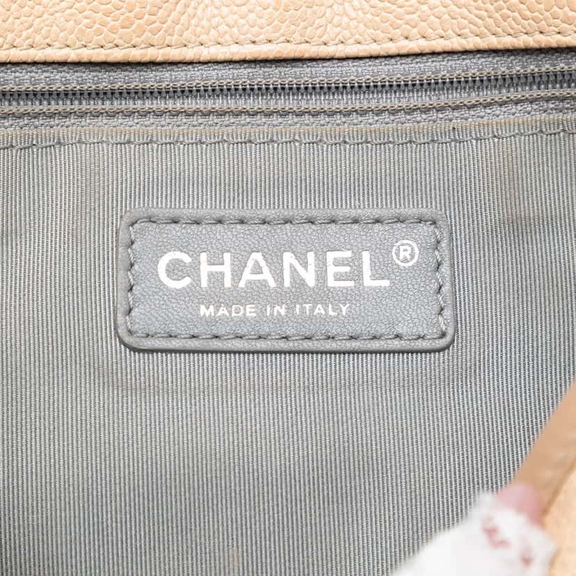 Chanel Medium Caviar French Riviera Flap Beige Leather Very good condition - Box View