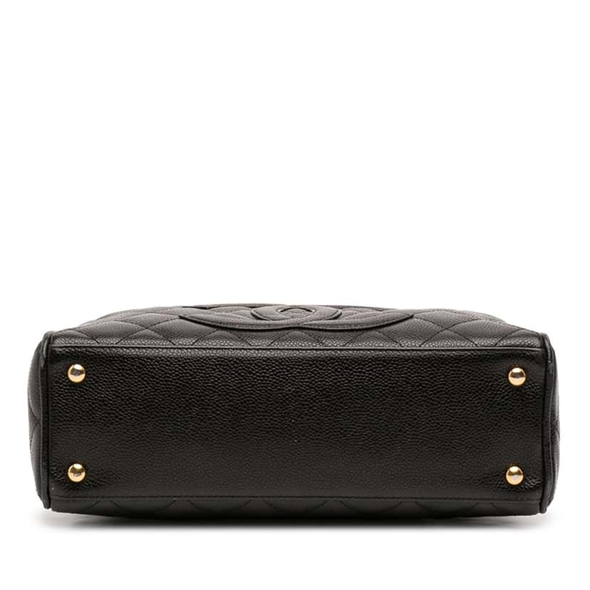 Chanel CC Quilted Caviar Bowling Bag Black Leather Very good condition - Inside View